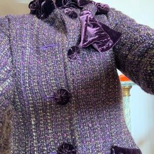 Nanette Lepore Purple Tweed Teddy Jacket